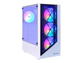 Imagen Referencial * Case Halion Dragon Fuente 500w (w-cf 500 Dragon Cr15) Panel De Vidrio, 4 Ventiladores, Led Rgb, Blanco