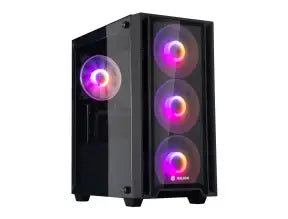 Case Halion Ragnarok Fuente 550w (ragnarok 320) Panel Lateral Y Frontal De Vidrio Templado, 4 Ventiladores Rgb