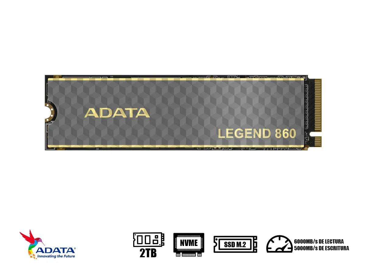 Imagen Referencial * Unidad De Almacenamiento Ssd M.2 Pcie Adata 2tb Nvme Legend 860, 2280 (sleg-860-2000gcs) Hasta 6000mb/s De Lectura