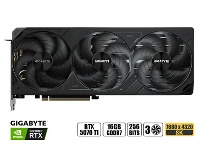 Tarjeta De Video Gigabyte Geforce Rtx 5070 Ti 16gb Gddr7 Windforce (gv-n507twf3oc-16gd) Nvidia 256 Bits, 3 Ventiladores