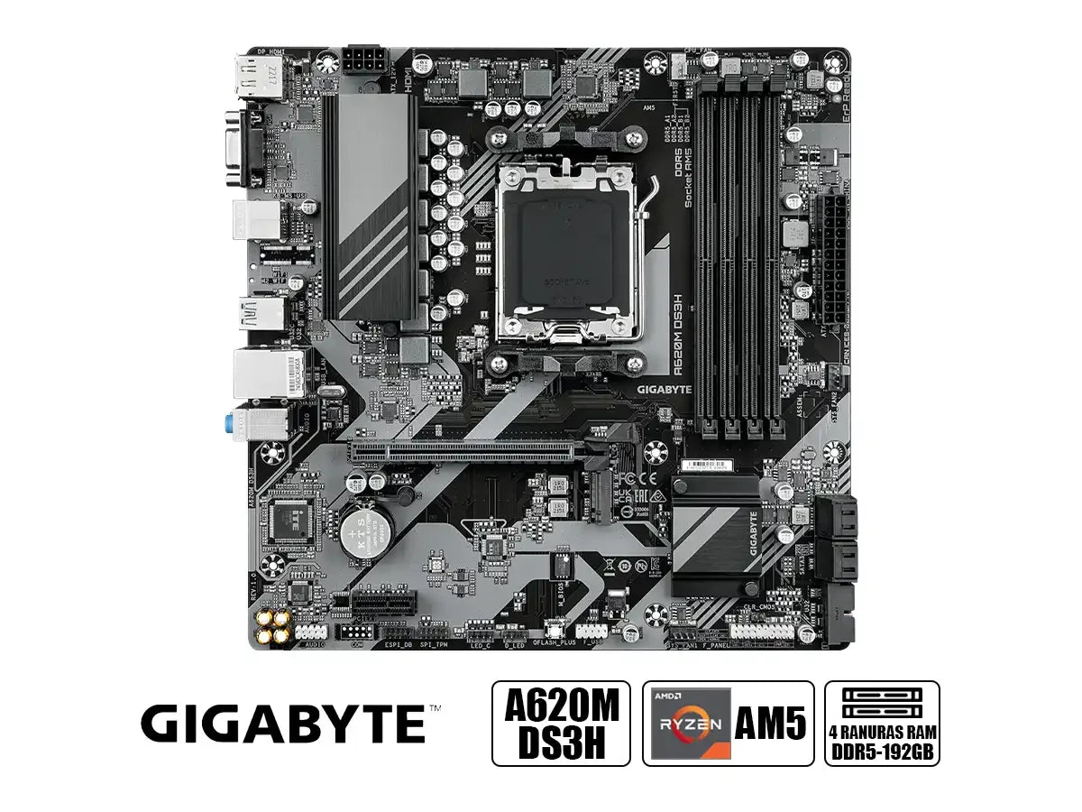 Placa Madre Gigabyte A620m Ds3h (a620m-ds3h) Socket Am5, Ram Ddr5 Buss 7600oc Mhz