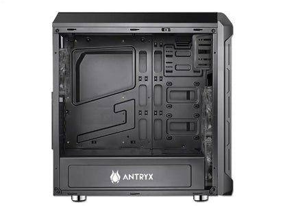 Case Antryx Rx Vortex Tg Argb Fuente 600w (ac-rx375tgk-600cpr1) Panel De Vidrio, 3 Ventiladores, Negro