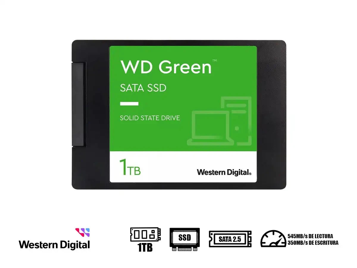 Unidad De Almacenamiento Ssd Sata 2.5 Western Digital 1tb Wd Green (wds100t3g0a-00bjg0) 545mb/s