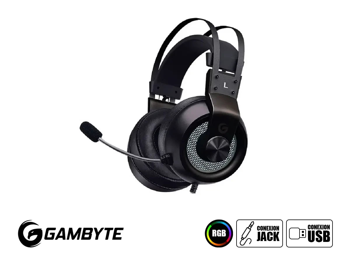 Auricular Gambyte Blood Lord Gaming 7.1 (bmbh357ab) Con Microfono, Interfaz Usb, Jack 3.5 Mm, Rgb, Negro
