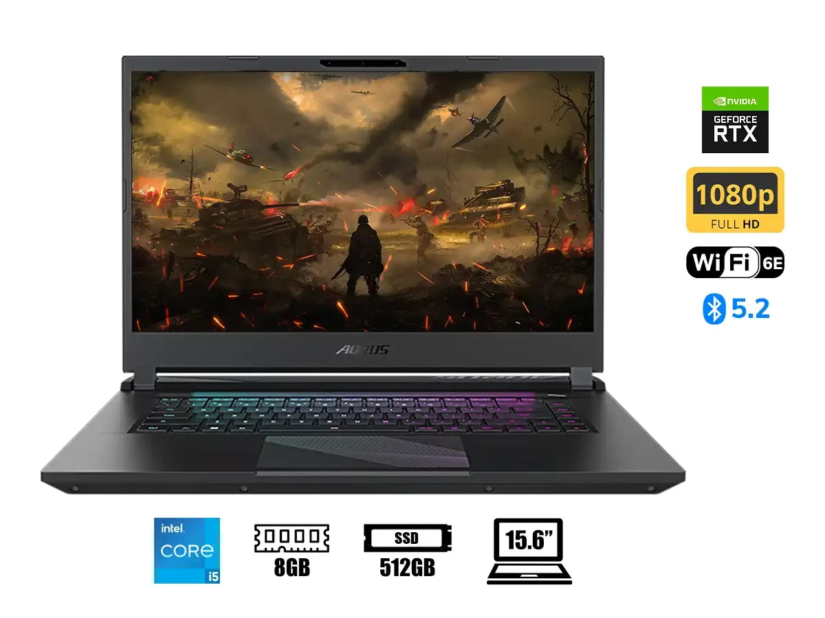Laptop Gigabyte Core I5 12500h Aorus 15 9mf Gaming (aorus 15 9mf-e2la583sh) 15.6" Fhd 360hz, Ram 8gb, Ssd M.2 512gb, Nvidia Rtx 4050 6gb, Ep., 12g