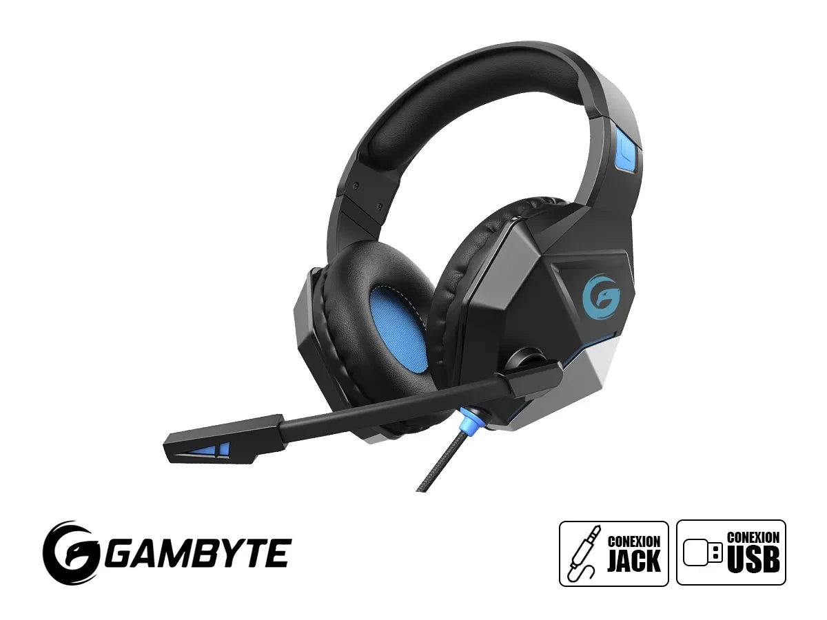 Auricular Gambyte Frost Death Gaming 7.1 (bmbh414ad) Con Microfono, Interfaz Usb, Jack 3.5 Mm, Led Azul, Azul