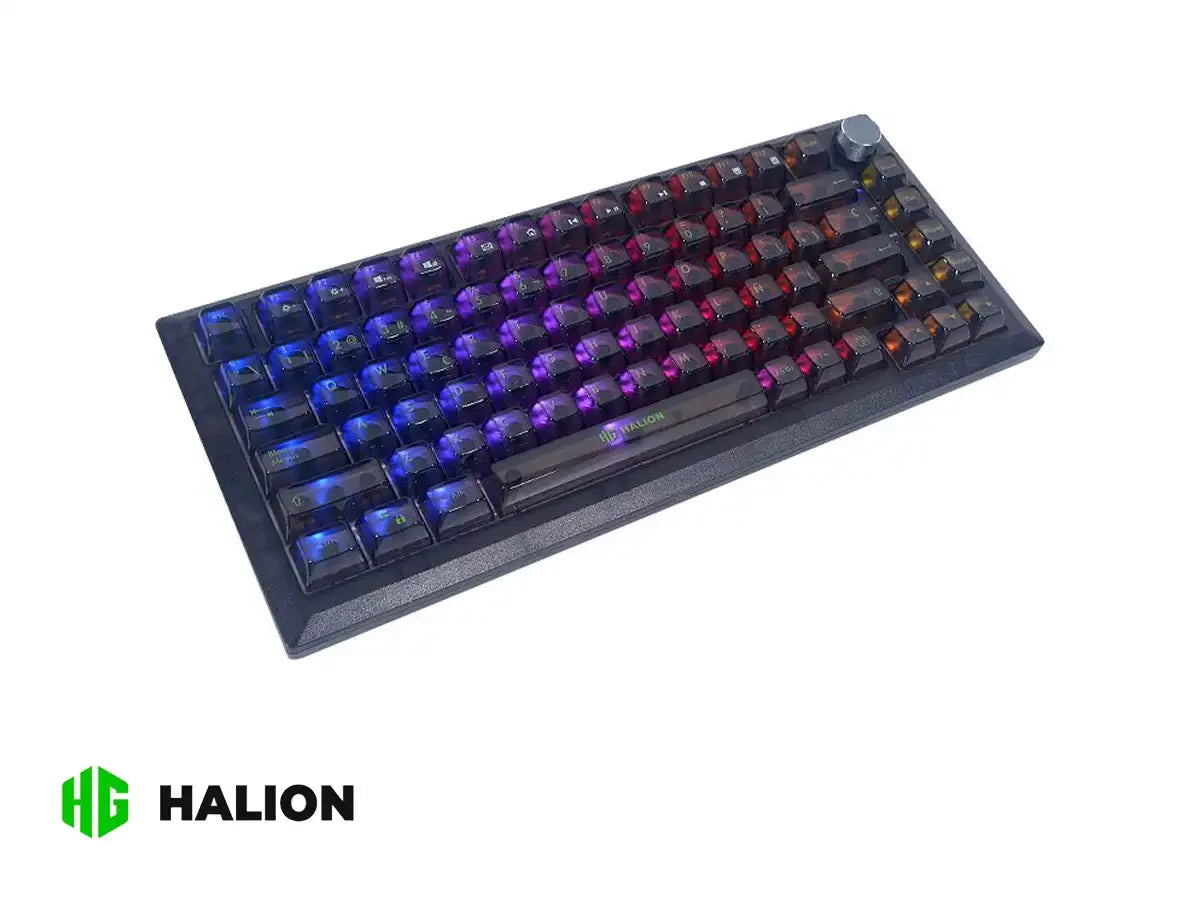 Teclado Gamer Halion Ha-k751 (ha-k751) Mecanico, Switch Blue, Led Rgb, Transparente