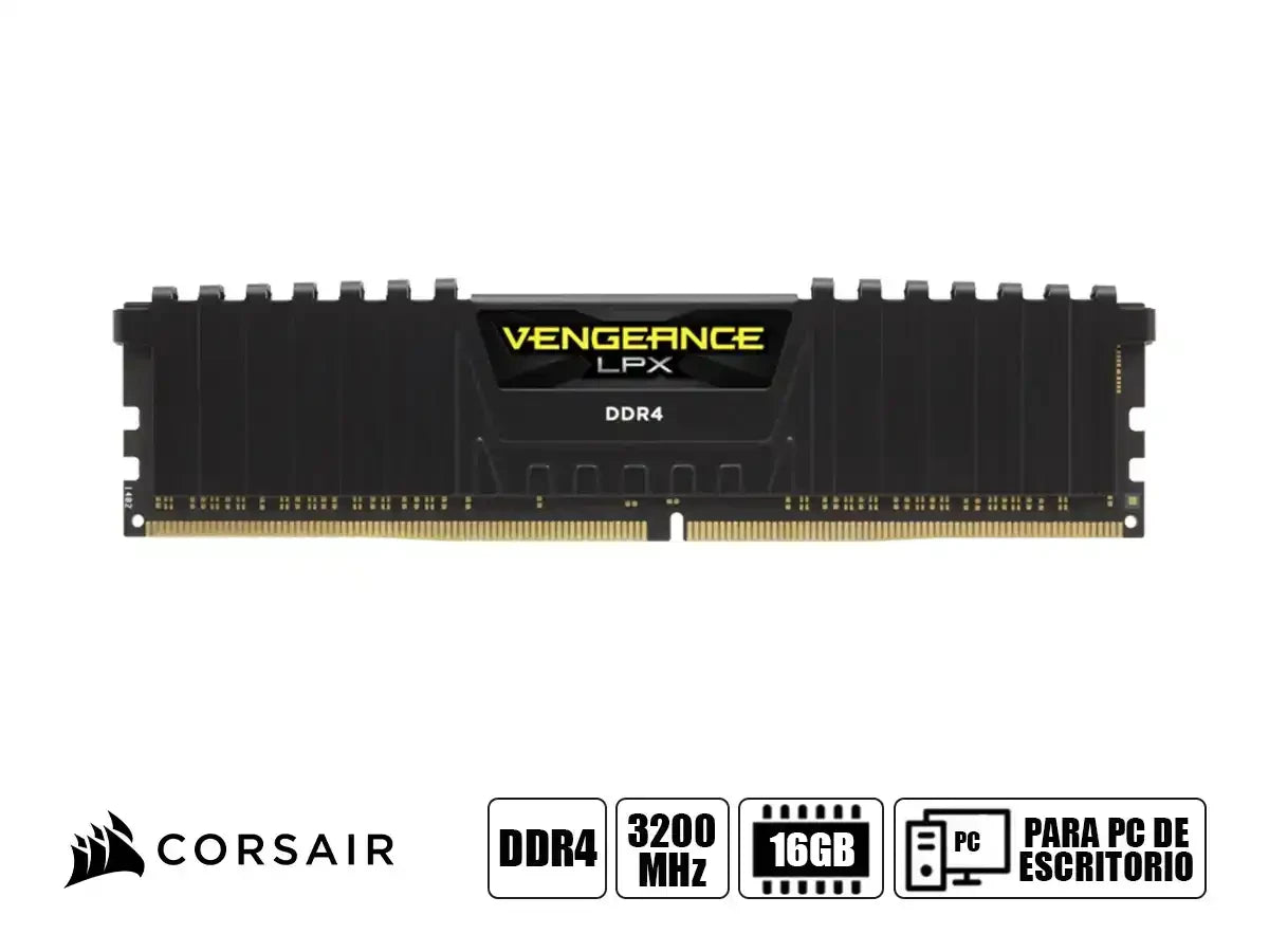 Memoria Ram Corsair Ddr4 16gb Vengeance Lpx (cmk16gx4m1e3200c16) 3200 Mhz, Negro