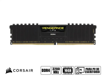 Memoria Ram Corsair Ddr4 16gb Vengeance Lpx (cmk16gx4m1e3200c16) 3200 Mhz, Negro