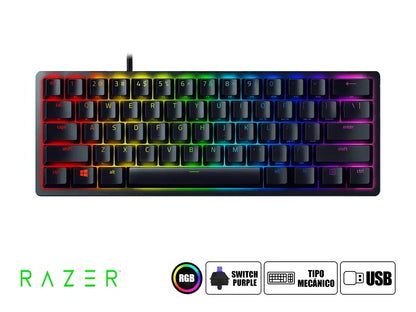 Teclado Gamer Razer Huntsman Mini (rz03-03392900-r311) Mecanico, Switch Purple, Led Rgb, Es, Negro