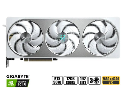Tarjeta De Video Gigabyte Geforce Rtx 5070 12gb Gddr7 Aero Oc (gv-n5070aero Oc-12gd) Blanco, Nvidia 192 Bits, 3 Ventiladores