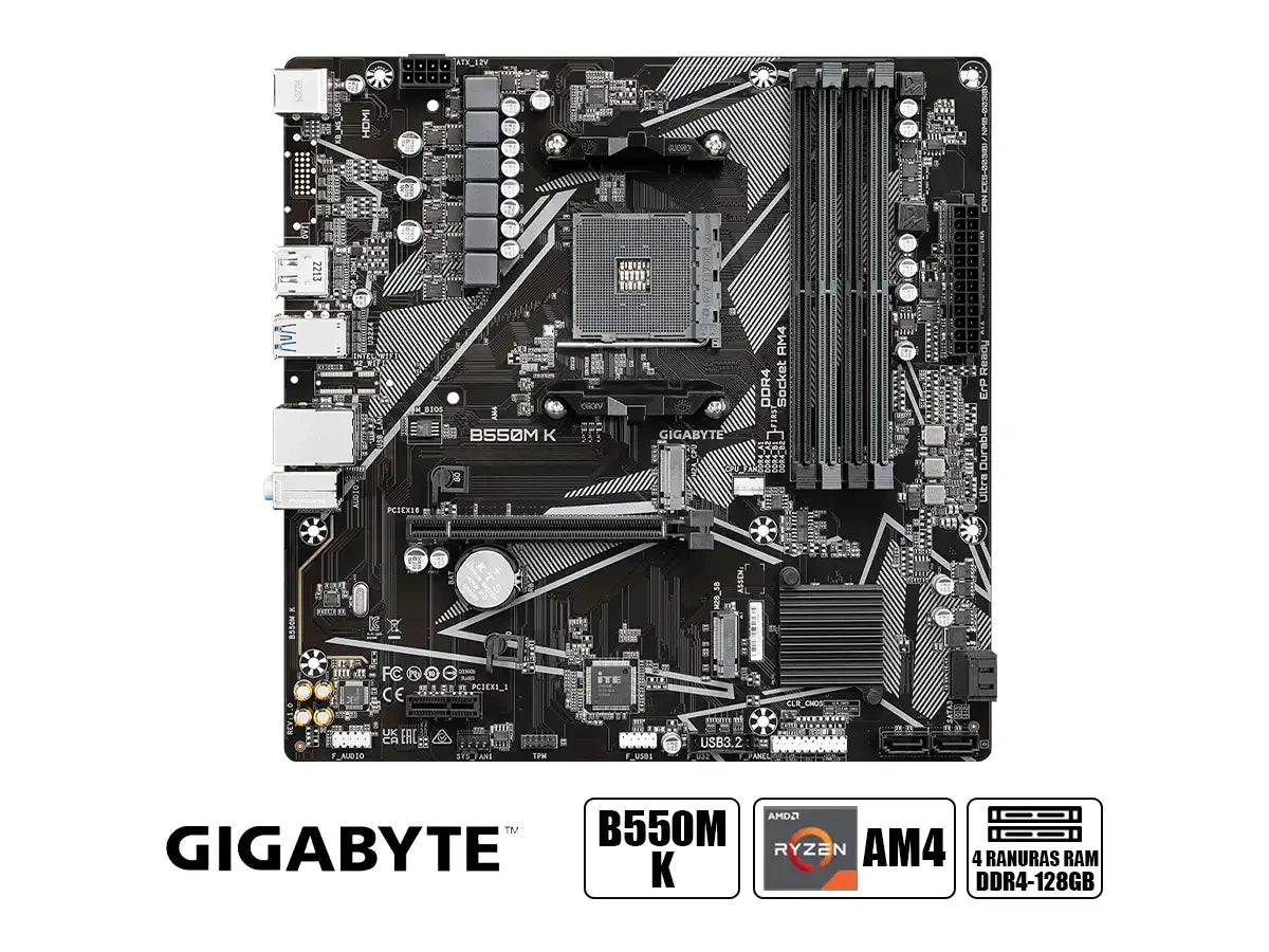 Placa Madre Gigabyte B550m K (b550m K) Socket Am4, Ram Ddr4 Buss 4733oc Mhz