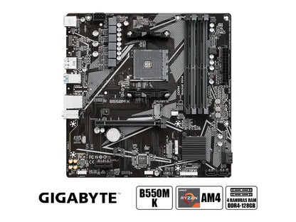 Placa Madre Gigabyte B550m K (b550m K) Socket Am4, Ram Ddr4 Buss 4733oc Mhz
