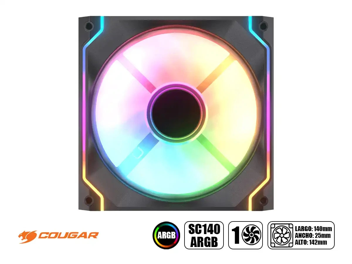 Cooler Para Case Cougar Sc140, 140 Argb ( 3msc14fa1.0001)| Led -argb | 140mm Negro
