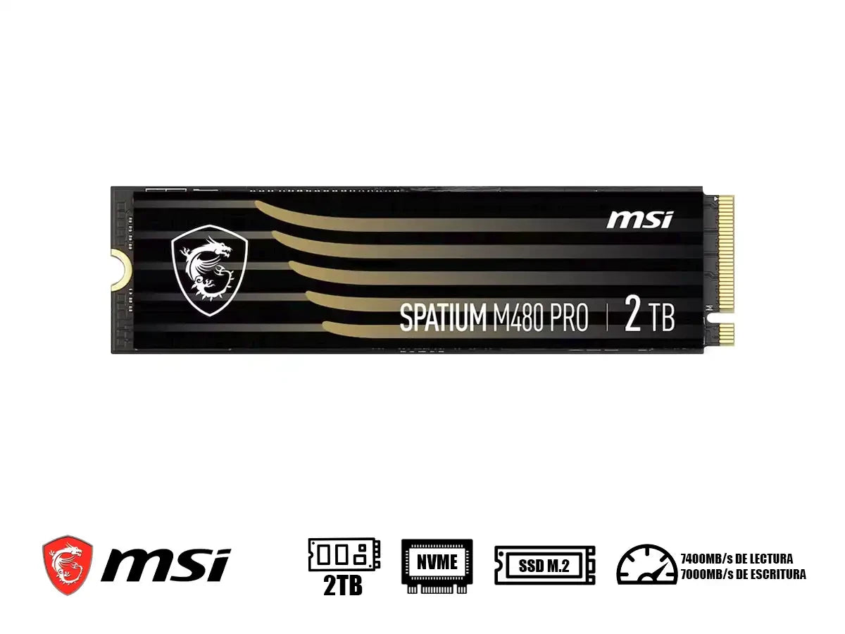 Unidad De Almacenamiento Ssd M.2 Pcie Msi 2tb Nvme Spatium M480 Pro, 2280 (spatium-m480-pro-pci) 7400mb/s