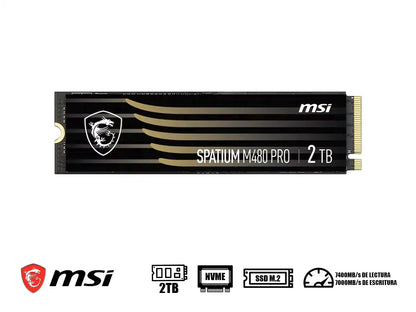 Unidad De Almacenamiento Ssd M.2 Pcie Msi 2tb Nvme Spatium M480 Pro, 2280 (spatium-m480-pro-pci) 7400mb/s