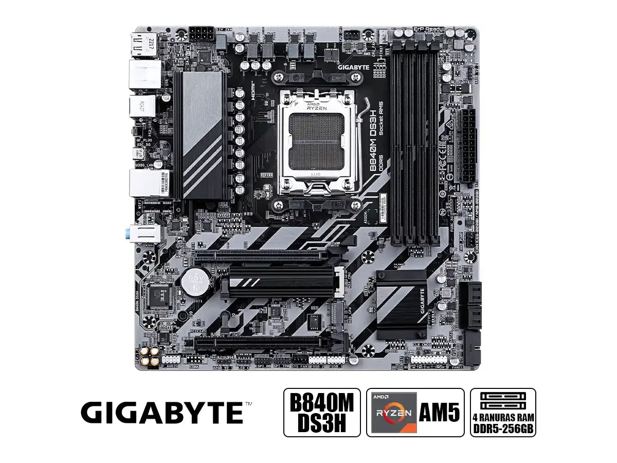 Placa Madre Gigagbyte B840m (gv-b840m-ds3h) Am5 4 Slot Pci 5.0