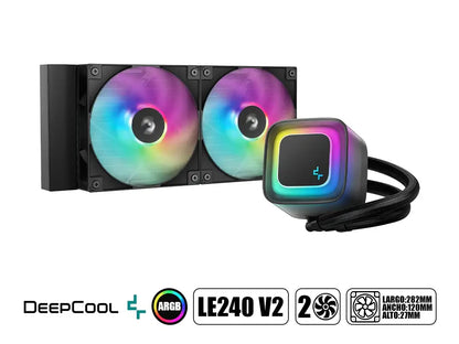 Sistema De Enfriamiento Liquido Deepcool Le240 V2 (r-le240-bkammc-g-2) 2 Ventiladores, 240 Mm, 2da Gen Bomba, Led Argb