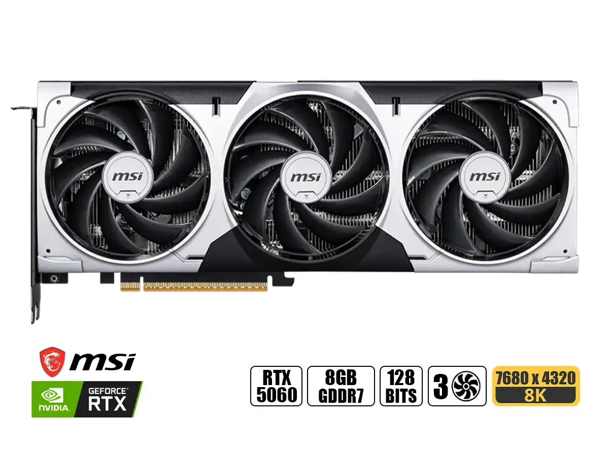 Tarjeta De Video Msi Geforce Rtx 5060 8gb Ventus 3x Oc Gddr7 (rtx 5060 8g Ventus 3x Oc) Nvidia, 128 Bits, 3 Ventiladores