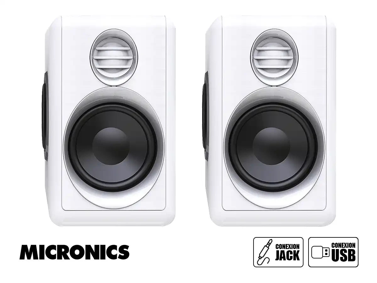 Parlante Micronics Iron White Mic S314w 10 Watts (s314w) Interfaz Jack 3.5 Mm Y Usb EnegÍa