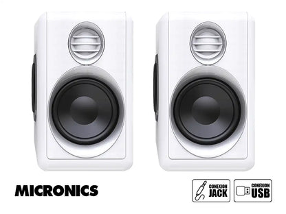 Parlante Micronics Iron White Mic S314w 10 Watts (s314w) Interfaz Jack 3.5 Mm Y Usb EnegÍa