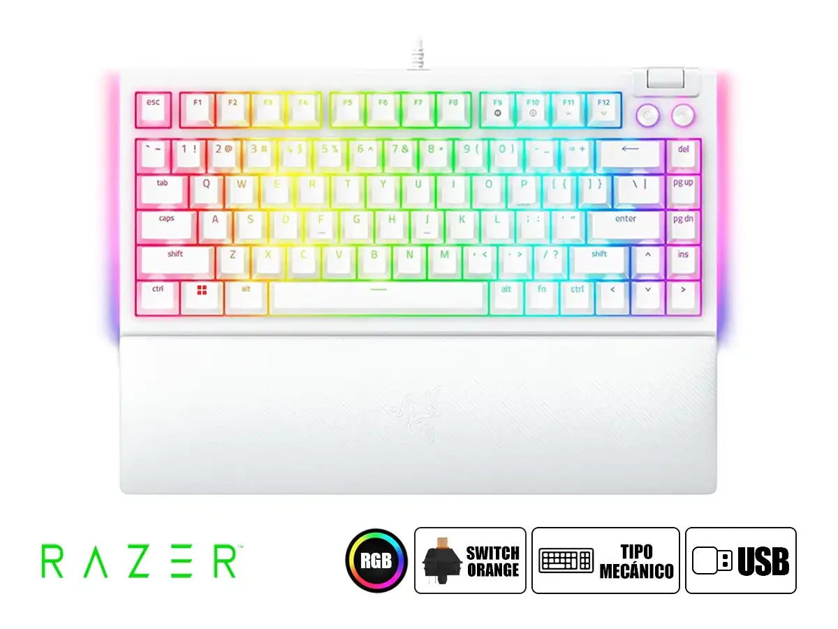 Teclado Gamer Razer Blackwidow V4 75% (rz03-05001700-r3m1) Mecanico, Switch Orange, , Led Rgb, Blanco
