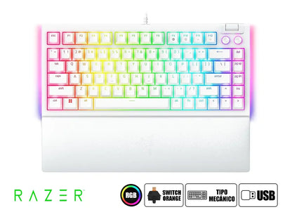 Teclado Gamer Razer Blackwidow V4 75% (rz03-05001700-r3m1) Mecanico, Switch Orange, , Led Rgb, Blanco
