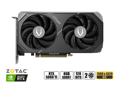 Tarjeta De Video Zotac Geforce Rtx 5060 Ti 8gb Twin Edge Oc Gddr7 (zt-b50610h-10m) Nvidia 128 Bits, 2 Ventiladores