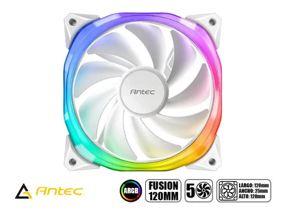 Cooler Para Case Antec Fusion (0-761345-57005-3) X5, 120mm, Led Argb, Blanco