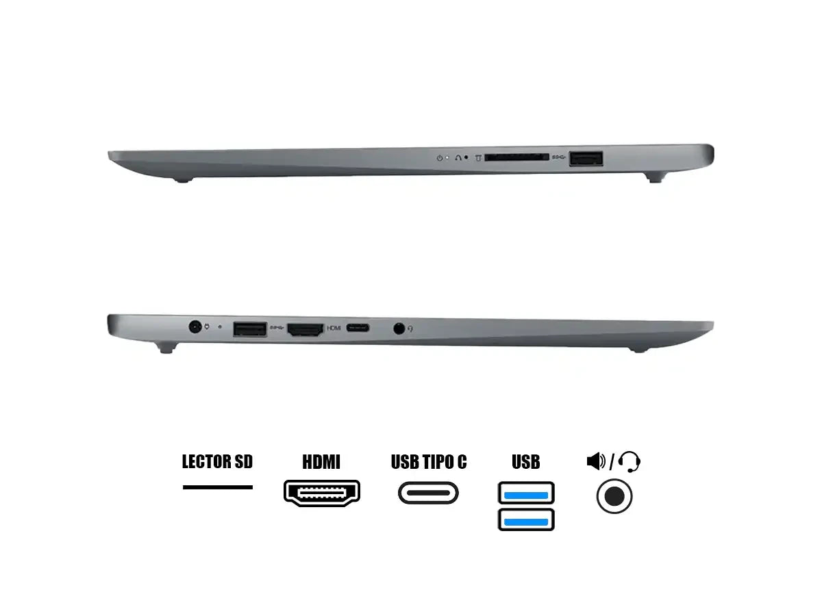 Laptop Lenovo Ryzen 5 7520u Ideapad Slim 3 15amn8 (82xq00n5lm) Pantalla15.6" Fhd Tn, Ram 8gb, Ssd 512gb, S/sistema, Gris Artico