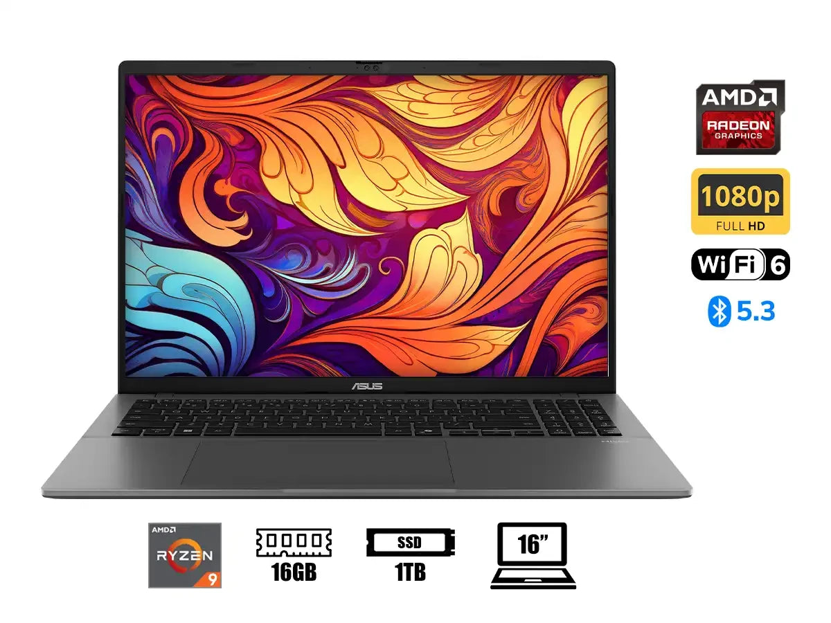 Laptop Asus Ryzen 9 270 Vivobook S16 (90nb16f1-m00410) Pantalla 16" Wuxga, Ram 16gb, Ssd 1tb, S/sistema, Matte Gray