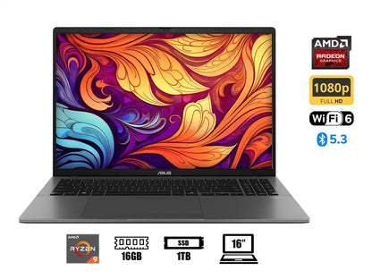 Laptop Asus Ryzen 9 270 Vivobook S16 (90nb16f1-m00410) Pantalla 16" Wuxga, Ram 16gb, Ssd 1tb, S/sistema, Matte Gray
