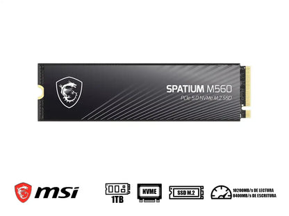 Unidad De Almacenamiento Ssd M.2 Pcie Msi 1tb Nvme Spatium M560, 2280 (s78-440l0f0-p83) 8700mb/s De Escritura Y Hasta 10 300 Mb/s De Lectura