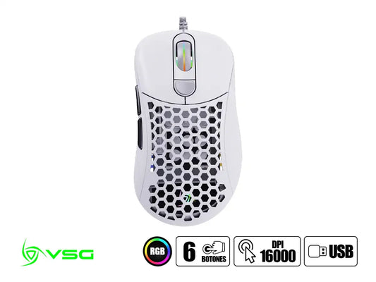 Mouse Vsg Gamer Aquila Air Blanco Mate (vg-m550-wht-mat) Hasta 16.000 Dpi, 6 Botones, Rgb