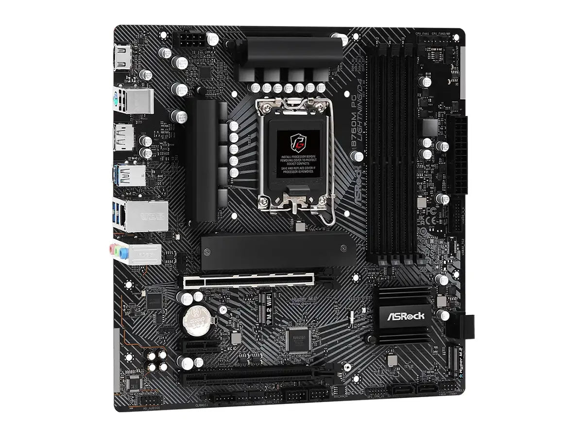 Placa Madre Asrock B760m Pg Lightning/d4 (90-mxbly0-a0uayz) Socket Lga 1700, Ram Ddr4 5333oc Mhz, 14va, 13va, 12va Gen