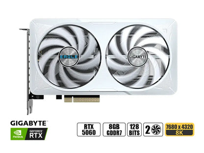Tarjeta De Video Gigabyte Geforce Rtx 5060 8gb Eagle Oc Ice Gddr7 (gv-n5060eagle Oc Ice-8gd) Nvidia 128 Bits, 2 Ventiladore