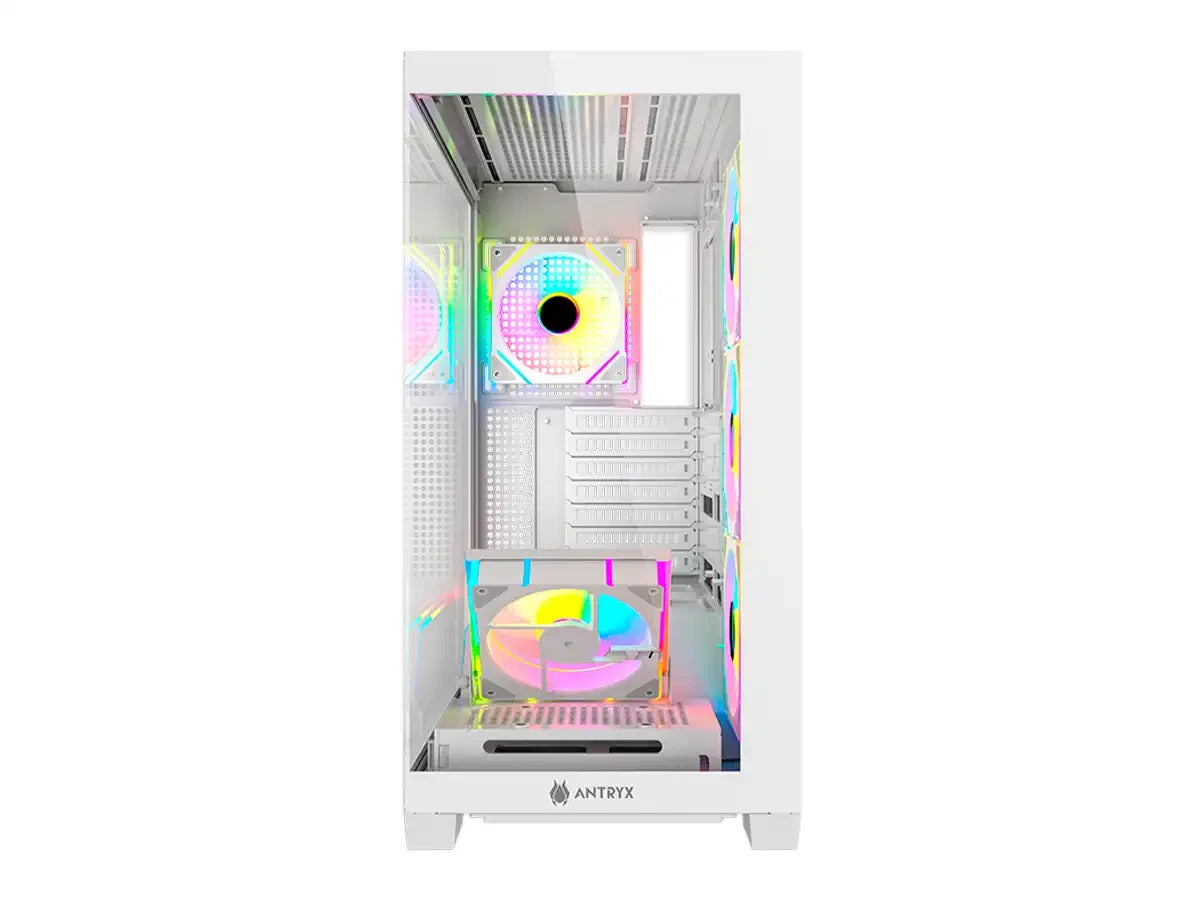 Case Antryx Fx850 Pro Gaming S/fuente (ac-fx850wp) Panel De Vidrio, 5 Ventiladores, Led Argb, White