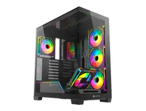 Case Antryx Fx850 Pro Gaming S/fuente (ac-fx850kp) Panel De Vidrio, 5 Ventiladores, Led Argb, Negro