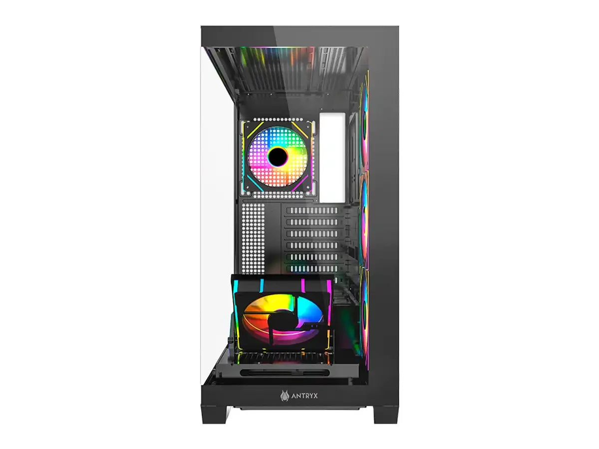 Case Antryx Fx850 Pro Gaming S/fuente (ac-fx850kp) Panel De Vidrio, 5 Ventiladores, Led Argb, Negro