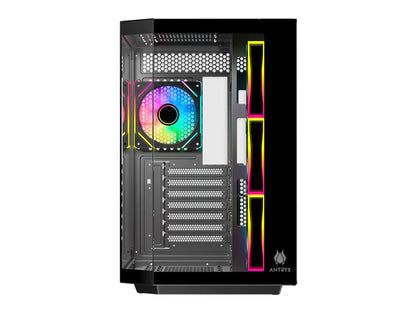 Case Antryx Fx800 Gaming S/fuente (ac-fx800k) Panel De Vidrio, 4 Ventiladores, Led Argb, Negro