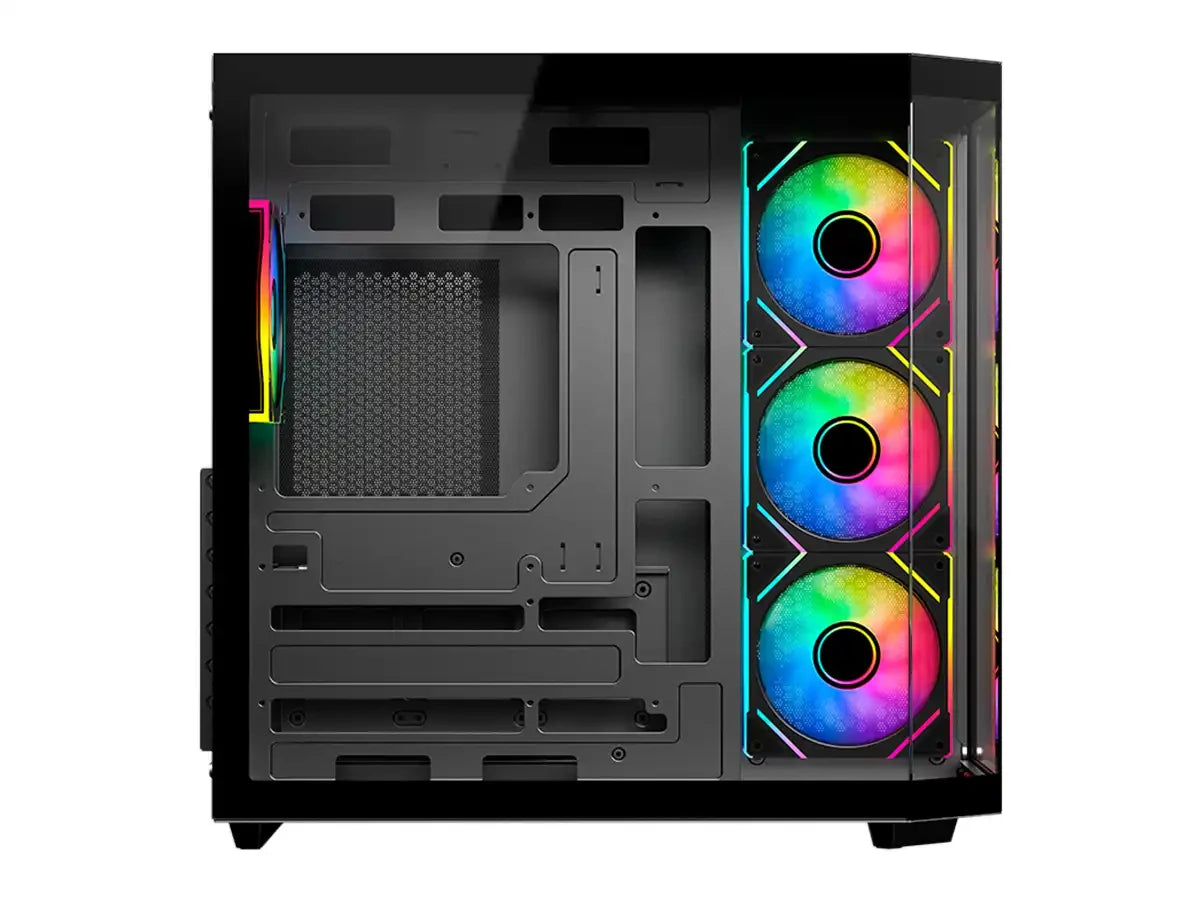 Case Antryx Fx800 Gaming S/fuente (ac-fx800k) Panel De Vidrio, 4 Ventiladores, Led Argb, Negro