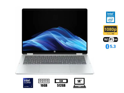 Laptop Hp Core 7 150u Omnibook 5 Flip 14-fp0023 (b86q7ua#aba) Pantalla 14" Wuxga, Ram 16gb, Ssd 512gb, Touchscreen, Win11 Glacier Silver