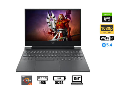 Laptop Hp Ryzen 7 7445hs Victus 15-fb3093 Gaming (bm4x8ua#aba) 15.6" Fhd 144hz, Ram 16gb, Ssd 512gb, Rtx 4050 6gb, Win11, Mica Silver