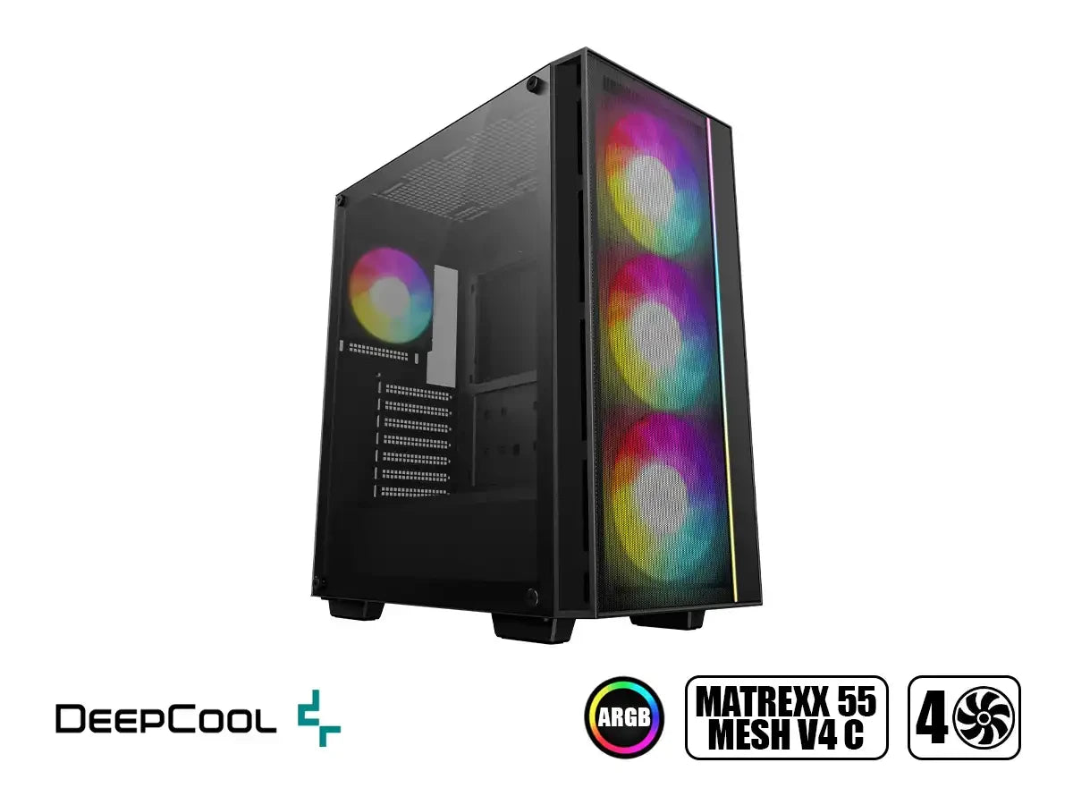 Case Deepcool Matrexx 55 Mesh V4 C, S/fuente (r-matrexx55-bcaga4-g-4) Tipo C, 4 Ventiladores, Led Argb, Negro