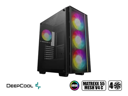 Case Deepcool Matrexx 55 Mesh V4 C, S/fuente (r-matrexx55-bcaga4-g-4) Tipo C, 4 Ventiladores, Led Argb, Negro