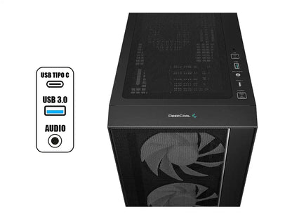 Case Deepcool Matrexx 55 Mesh V4 C, S/fuente (r-matrexx55-bcaga4-g-4) Tipo C, 4 Ventiladores, Led Argb, Negro