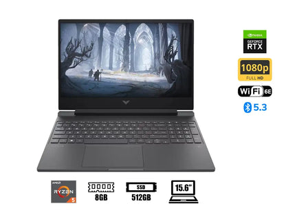 Laptop Hp Ryzen 5 8645hs Victus 15-fb2002la (a14llla#abm) Pantalla 15.6" Fhd, Ram 8gb, Ssd 512gb, Rtx 3050 6gb, Win11, Esp