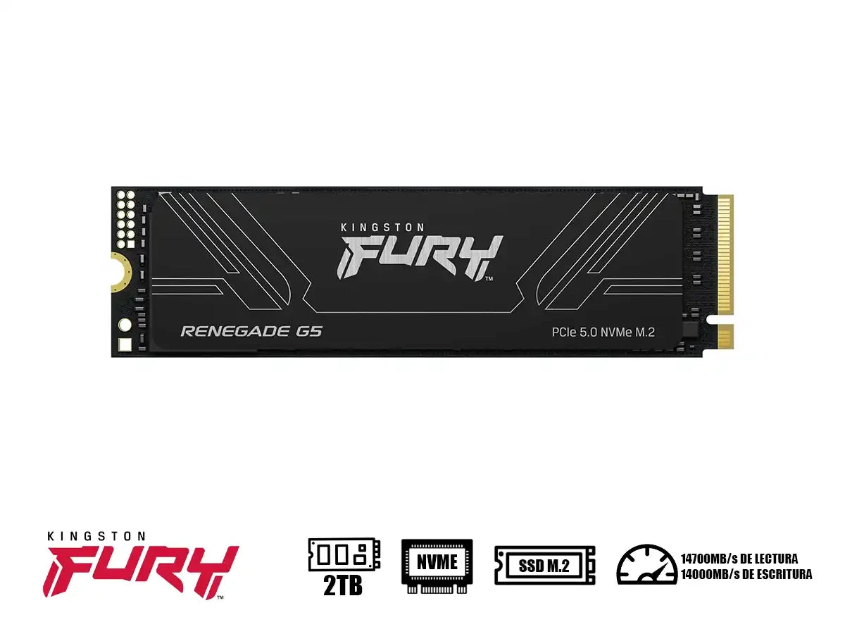 Unidad De Almacenamiento Ssd M.2 Pcie Kingston Fury 2tb Nvme Renegade G5, 2280 (sfyr2s/2t0) Hasta 14000mb/s