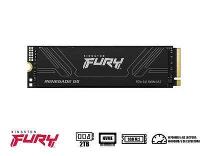 Unidad De Almacenamiento Ssd M.2 Pcie Kingston Fury 2tb Nvme Renegade G5, 2280 (sfyr2s/2t0) Hasta 14000mb/s
