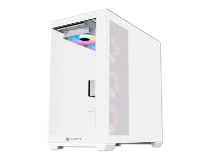 Case Antryx Fx-750 White Gaming S/fuente (ac-fx750w) Paneles De Vidrio, 4 Ventiladores, Led Argb, Blanco